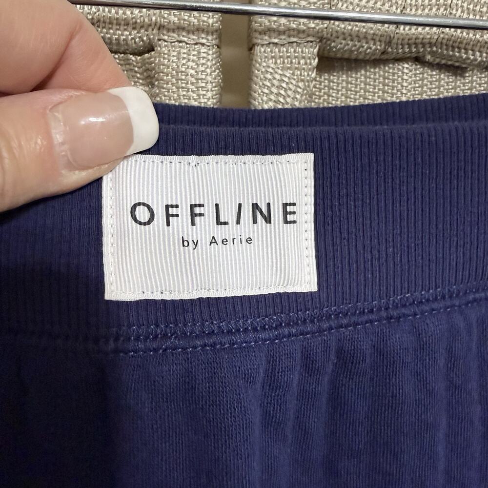 Offline by Aerie COFFEE RUN MAXI SKIRT L Navy Blue Quilted Knit Front Slit NEW - Picture 7 of 12